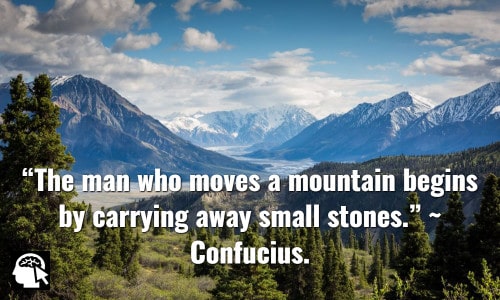 “The man who moves a mountain begins by carrying away small stones.” ~ Confucius.