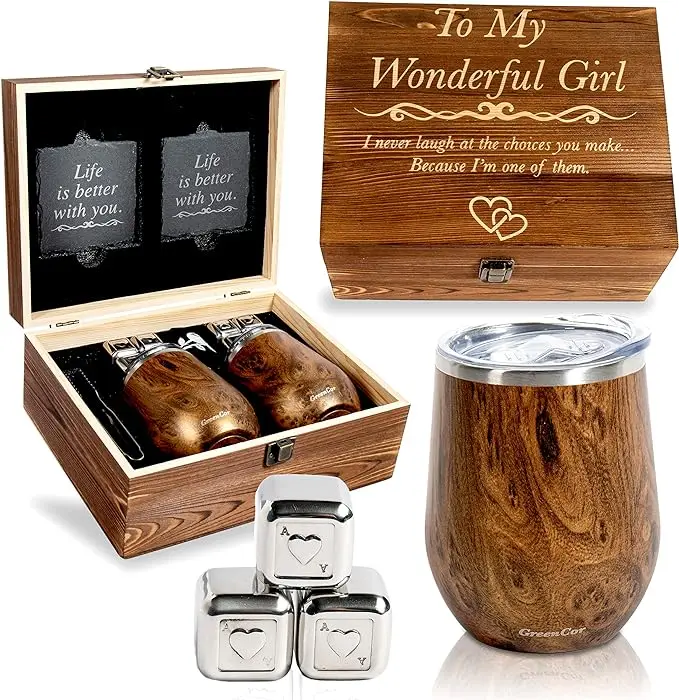 Engraved 'To My Wonderful Girl' Wine Tumbler Set