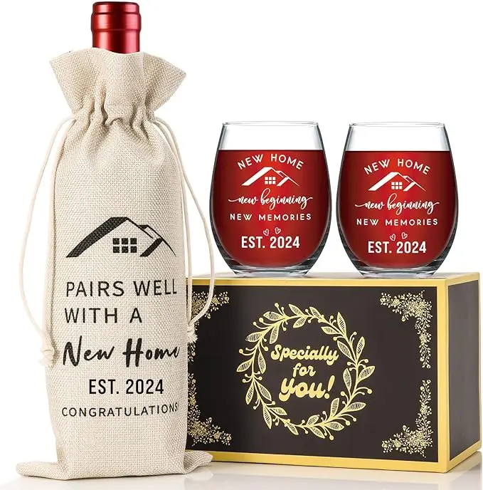 New Home Wine Bag Glass Set Gift