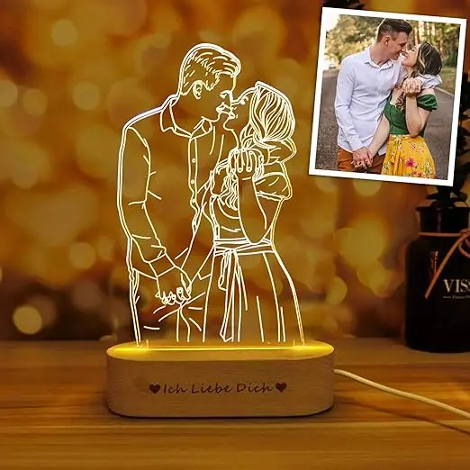 Romantic Custom 3D Photo Lamp Glass Night Light